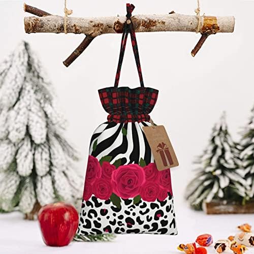 Allgobee Коледни Подаръчни торбички на съвсем малък С животните-Леопард, Зебра-Розово-Розови Клетчатая чанта от съвсем малък от Бъфало, Чанти за партита