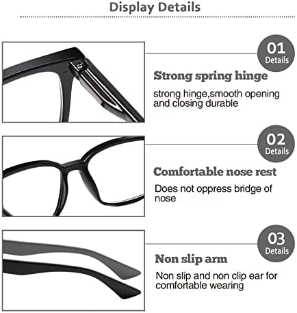 BIENCOOL, 5 Опаковки Очила за четене за жени/мъже, Синя Светлина, Блокиране на Пружинни Панти, Очила за Четене, за Жени, Мъже Леки Очила