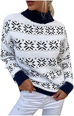 Basysin Удобни Графични Пуловер С кръгло деколте, Женски Училищни Стилни Пуловери, Коледна Топла Туника С Дълъг ръкав,