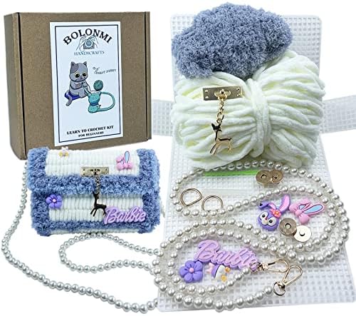 Комплект за плетене на една кука BOLONMI за начинаещи - Хубава раница ръчно плетени Стартов пакет за възрастни и деца, Определени за пълни новаци с инструкции стъпка по