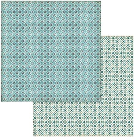 Хартиен бележник Stamperia International KFT на 10 Листа, Двустранен Azulejos, 30,5 x 30,5 (12 x 12), Многоцветен