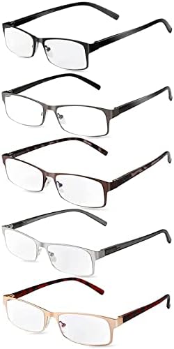 Очила за четене AMZBSR 5 бр. за жени и мъже, блокер синя светлина четец с пружинным тръба на шарнирна връзка