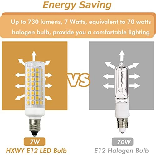 Led лампа HXWY E12 с мощност 7 Вата, еквивалентна лампа E12 мощност 75 W, Халогенна лампа E12, с регулируема яркост 120 В 730ЛМ, Крушки E12 Candelabra Base T3/T4 за монтаж на таван, вентилатор,