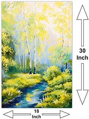 999Store Картина върху платно с принтом на Горската река в дървена рамка (30X18 инча)