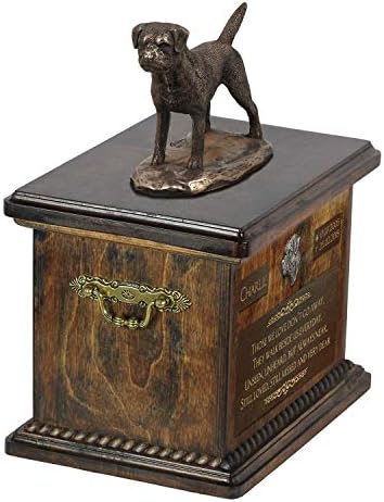 Гранична териер, Спомен Урна за Кучешки Праха със Статуя, на името на домашен любимец и Цитат - ArtDog Personalized