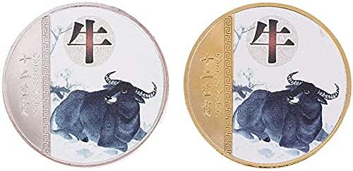 Монета на повикване 2021 година е Година на Бика Възпоменателна Монета Ada Криптовалюта Зодиак Колекция Възпоменателни монети Занаяти Коледен Колан Пластмасова Кути