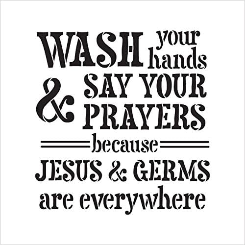 Измийте ръцете си и произнася молитва - Шаблони с други думи - STCL1865 - от StudioR12 (9 x 9)