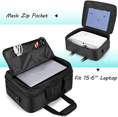 Калъф за носене на проектора CURMIO с отделение за лаптоп, Двупластова Чанта за носене на мини-проектор, Съвместим с DR.J Professional и мини проектор QKK