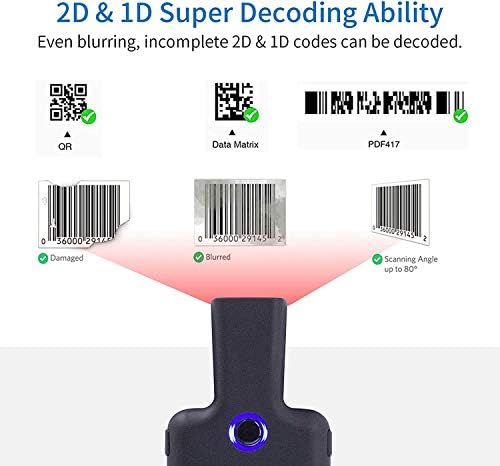 2D Безжичен баркод четец и Bluetooth.с Регулируем заден клипс CMOS баркод Скенер за 1D 2D QR-код PDF417. за складови запаси