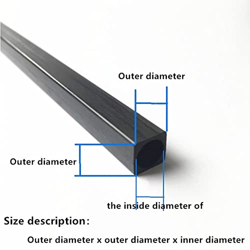 Квадратна тръба от въглеродни влакна: Вътрешен диаметър на кръга: 5 мм, Външен диаметър: 6 мм Дължина: 500 мм; (4 бр.)