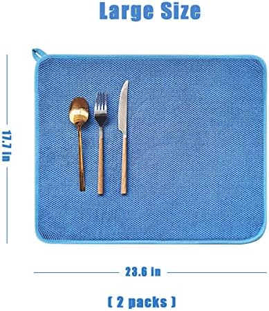 Подложка за сушене на чинии, 2 опаковки, Висококачествени Абсорбиращи Подложки за сушене на чинии от Микрофибър