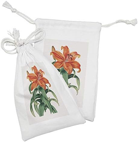 Комплект от 2 Летни Оранжев Филтър мешочков Ambesonne, Тропически Лилия Тунберга Lilium Maculatum Винтажного дизайн,