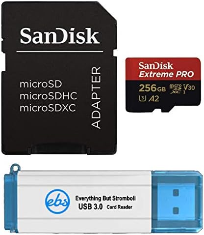 Карта памет SanDisk microSDXC капацитет 256 GB Extreme Pro Работи с камера GoPro Hero8 Black, Max 360 Action Cam U3 V30 4K Class 10 (SDSQXCZ-256G-GN6MA) в комплект с 1 устройство за четене на карти памет от типа Всичк