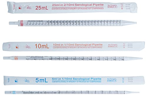 Серологические пипета SciStar от полистирол с обем 5 ml, индивидуално опаковани, Стерилни, Стандартна дължина, Лабораторно