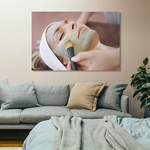 Художествен Плакат на Салон за Красота, Печат върху Платно, Почистваща терапия за Лице, Спа-Почистваща Маска, Художествена