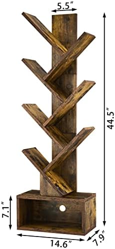 Hocteon 6-Ярусная bookshelf от дърво, библиотеката на 6 рафтове, с чекмедже, Модерно Хранилище на Книги, Отделно Стоящи шкафове от Дърво, Рафтове-Организаторите за Домашния о