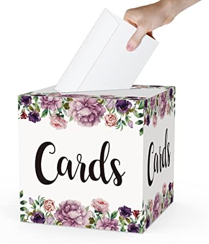 TFCIATE Лилава Кутия за пощенски картички с цветен модел, 8 x8x8 Кутия за приемане на Картички за Булчински