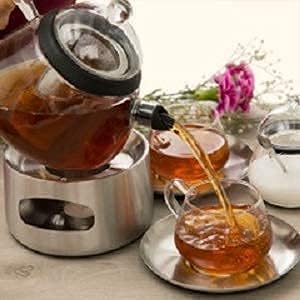 Чай от Эльфийского Стъкло, Стъклена Кана с Грелкой и Чаени Чаши, 28 мл / 800 мл, Прозрачни Набор за Приготвяне