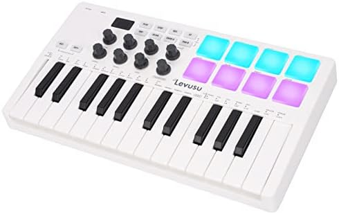 25 Ключ контролер Bluetooth USB MIDI клавиатура с 8 Барабанни пэдами с подсветка, Преносима Акумулаторна Динамична