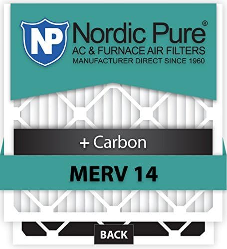 Nordic Pure 14x25x1 MERV 14 Нагънат Плюс Въглен Въздушни Филтри за печки ac 12 Бр.