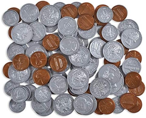 Набор от игри монети ОБУЧЕНИЕ ПРЕДИМСТВО - 94 Пластмасови монети - Притворные пари, Направени под формата на реална валута - Помислете за отдаване на огнестрелни оръ?