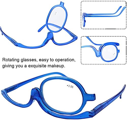 NSWD Очила За грим на очите, Увеличителни Очила За грим, Очила За грим на очите, Сгъваеми Очила за четене козметика с откидывающимися лещи (сини)