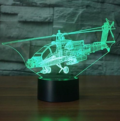 Jinnwell 3D Самолет, Хеликоптер Нощно Лампа Илюзия Животно нощна светлина В 7 Цвята което променя Сензорен