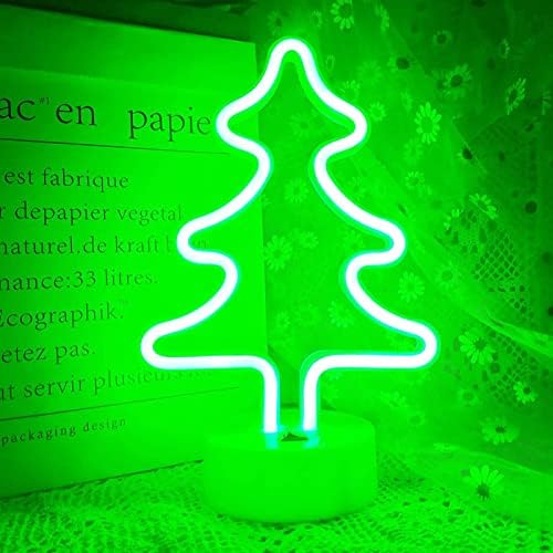 Коледна Неонова реклама VIFULIN Зелени Неонови Светлини, Елхи, Коледни Неонови Светлини във формата на дърво с захранван от батерия