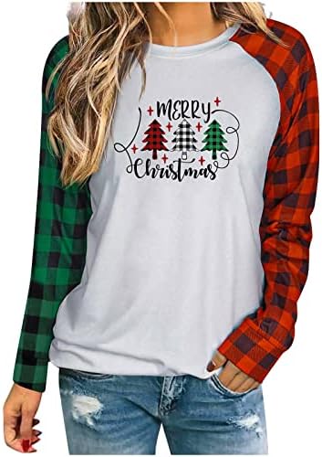 Весела Коледна Елха Hoody Дамска Блуза, Риза В Два Цвята Зелено И Червено С Дълъг Ръкав Забавна Тениска С Изображение 2022
