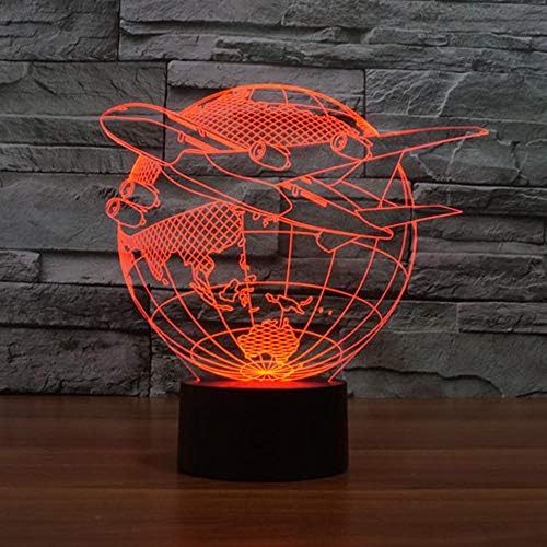 3D Led Настолна лампа Илюзия 7 Цвята Чанг Touch Улетающий от Азия лека нощ на Самолета и на Земята USB Настолна Лампа Акрилна