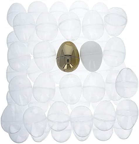 Комплект от 46 прозрачни яйца + 1 златен + 1 бял пластмасов великденско яйце
