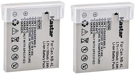 Литиево-йонна батерия Kastar NB-4L (2 опаковки) за цифров фотоапарат Canon PowerShot SD780 IS SD940 IS SD960 IS SD970 IS