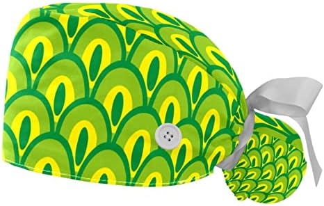 2 Опаковане на Работни шапки за еднократна употреба с Учебната лента за жени, Зелен Калъф с Шарките на Павлиньего на Опашката,