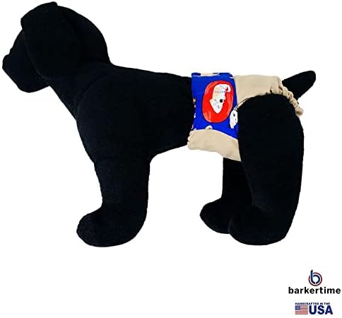 Barkertime Happy Doggie Синьо-кафяв Водоустойчив Памперс Премиум-клас за кучета, XL, с отвор за опашката - Произведено в САЩ