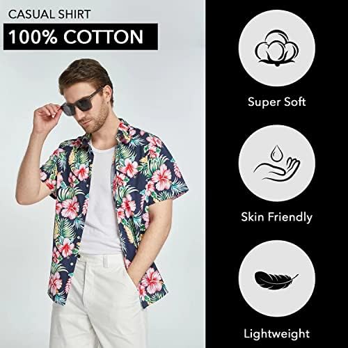 Хавайска Риза за мъжете, Плажни Ризи за мъже, Тропически Ризи С Къс Ръкав и Цветен Модел На Копчета