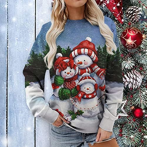 Грозен Коледен Пуловер за Жени, Забавни Сладки Ризи с дълги ръкави и Принтом Снежен човек, Новост, Коледни Свитшоты с кръгло