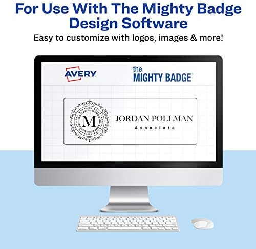 The Mighty Badge by ЕЙВЪРИ, вложки с размер 1 х 3 за именни бирок, 100 прозрачни вложки само за мастилено-струйни принтери