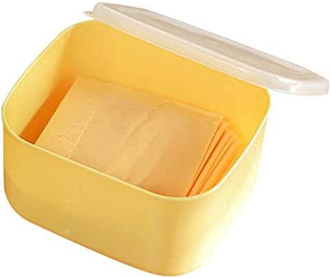 Пластмасови контейнери за съхранение на сирене UPKOCH с капака, държач за резена сирене, запечатани кутия за сирене за хладилник, готварска часова, жълт L