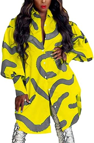 DIACACY Женски Свободни блузи в цвят блок, Всекидневни Комплекти с дълги ръкави Оверсайз