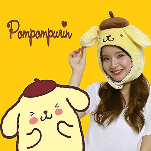 Sanrio Помпомпурин (Pom Pom Purin) Космата Шапка-Бини, Мека Топла Зимна шапка в Жълто