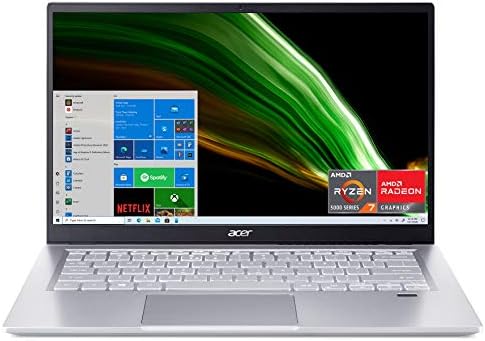 Ультралегкий лаптоп Acer Swift 3 с 8-ядрен процесор на AMD Ryzen 7 5700U, 8 GB DDR4, 512 GB NVMe SSD, Wi-Fi, Клавиатура с подсветка, четец на пръстови отпечатъци, HDMI, Windows 11 (SF314-обновена)