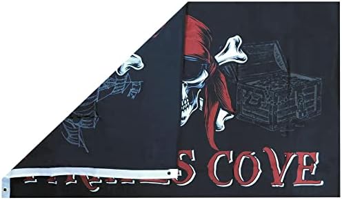 Pirate ' s Cove Черен Кораб Съкровище 3x5 3 'x5' Premium Качество Устойчив На Избледняване Сверхпрочный Полиестер Флаг Банер Люверсы (FI)
