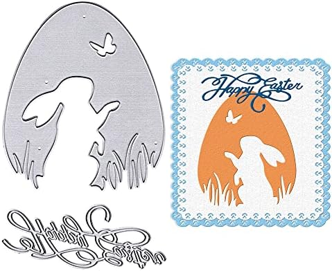 ALIBBON Печати Happy Easter Rabbit за производство на пощенски Картички, Щампи за Рязане на Заек в Великденски Яйца, Метални
