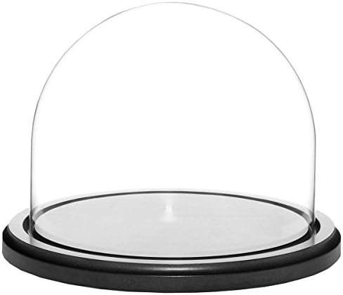 Стъклена витрина Plymor 8 x 6,5 дамска шапка клош (черна основа от МДФ)