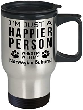 Кафеена Чаша За Любителите на кучета В Пътуване - Щастлив Човек С норвежки Бухундом -Подаръци За Спасението на Собствениците