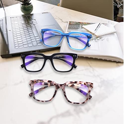 Ronecool, 5 Опаковки, Модни Очила за четене за жени, Блокер Синя Светлина/Анти-UV-Четци, Извънгабаритни Квадрат