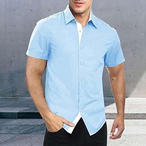 2023 Нова Лятна Риза с Ревери, за да е Подходяща По Цвят, Копчета и Къс Ръкав, Мъжки Бельо Модни и Ежедневни Риза, Тъмна Риза за Мъже