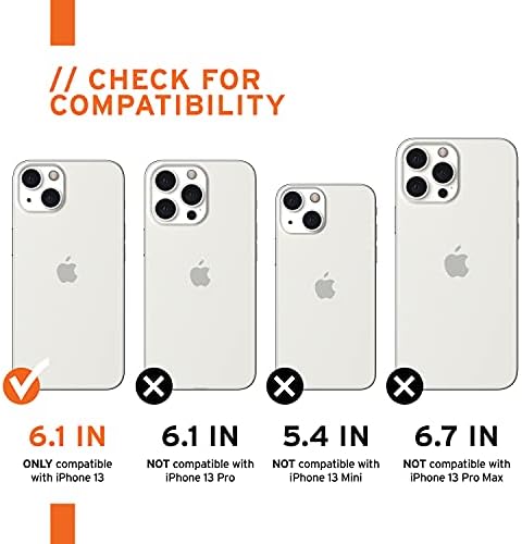 Калъф URBAN ARMOR GEAR UAG за iPhone 13 [6,1-инчов екран] Outback - БИО, черен и калъф за iPhone 13 [6,1-инчов екран] от висококачествени двойно увеличаване на стъкло плюс защитно фолио за екр?