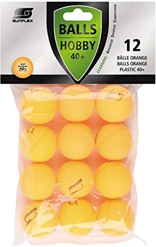 Топки за тенис на маса Sunflex Hobby - Опаковка от 12 топки за пинг-понг - Пластмасови 40+ Тренировъчни топки за тенис на маса са Достъпни в два цвята: бяло и оранжево