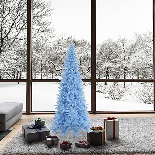 Изкуствена Коледна Елха Vickerman 6,5' от Смърч небесносин, Сини led Светлини гръб от твърда твърда черупка - Изкуствена Синя
